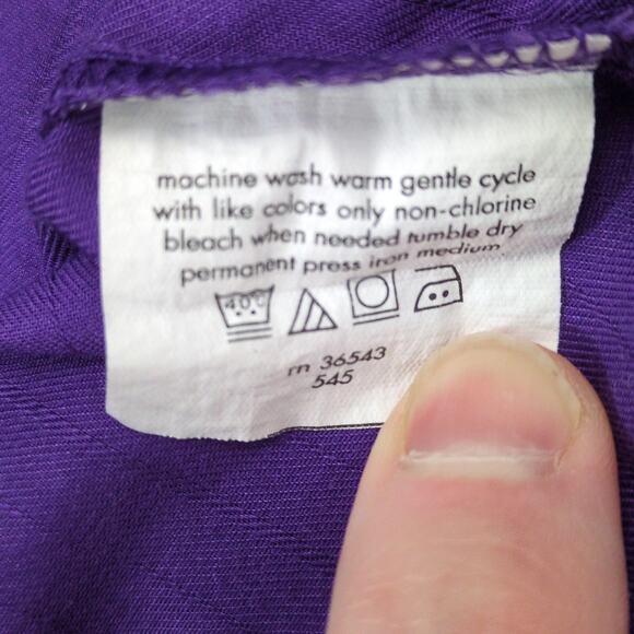 Kenneth Cole Reaction Men's 16.5 Wrinkle Free Button Purple Dress Shirt, Striped - Picture 6 of 6